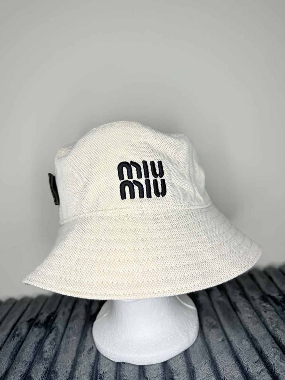 Miu Miu White Logo Bucket Hat